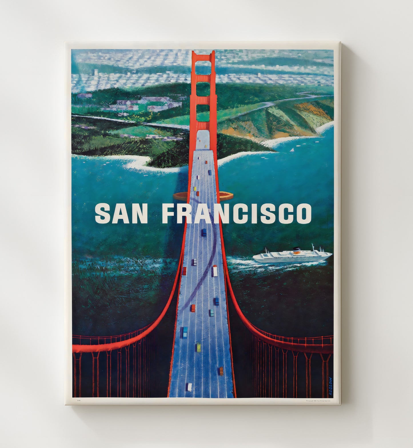 San Francisco Golden Gate Bridge (2) Vintage Travel Print 20x24 Canvas travel wall art print