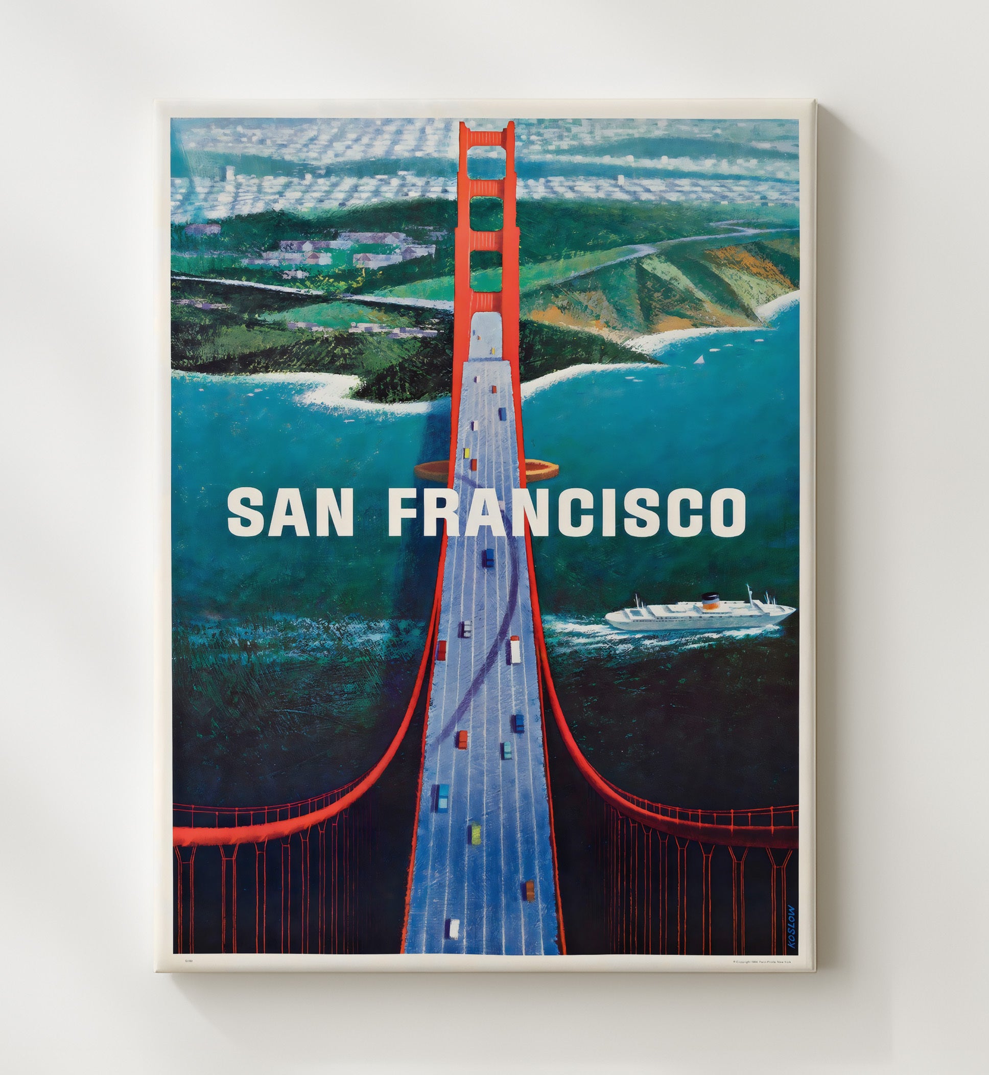 San Francisco Golden Gate Bridge (2) Vintage Travel Print 20x24 Canvas travel wall art print