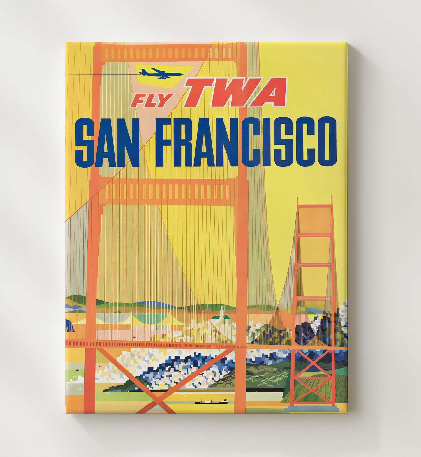 San Francisco TWA Airlines Vintage Travel Print 20x24 Canvas travel wall art print