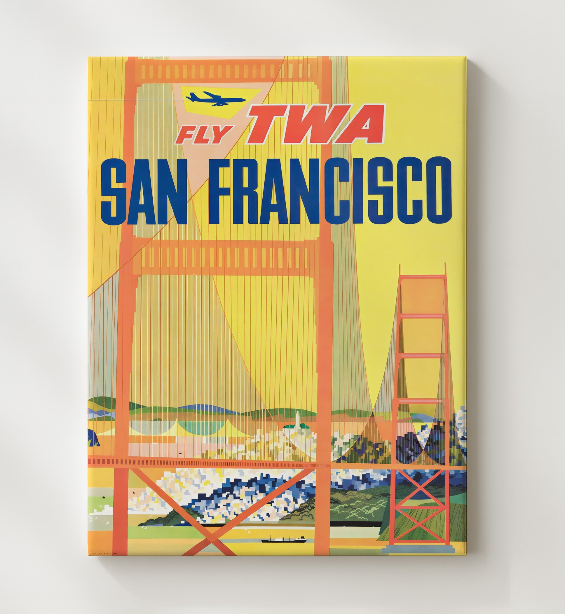 San Francisco TWA Airlines Vintage Travel Print 20x24 Canvas travel wall art print