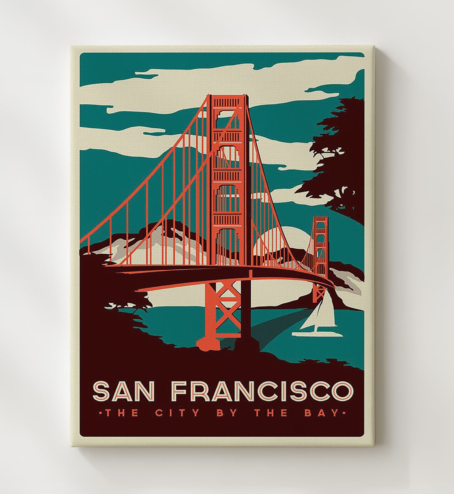 San Francisco The City by the Bay Vintage Travel Print 20x24 Canvas travel wall art print