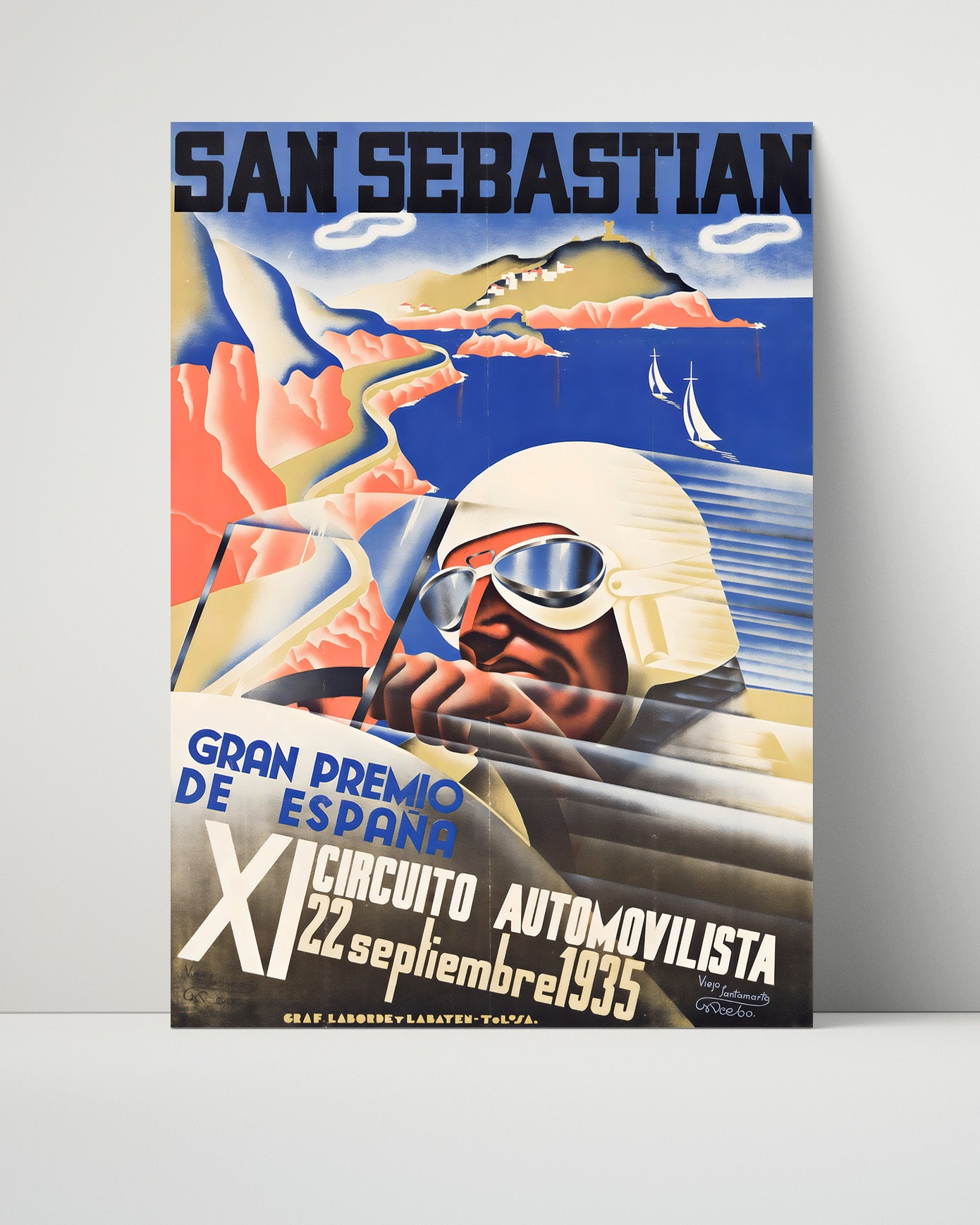 San Sebastian Grand Prix 1935 Vintage Travel Print 16x20 Unframed Print travel wall art print