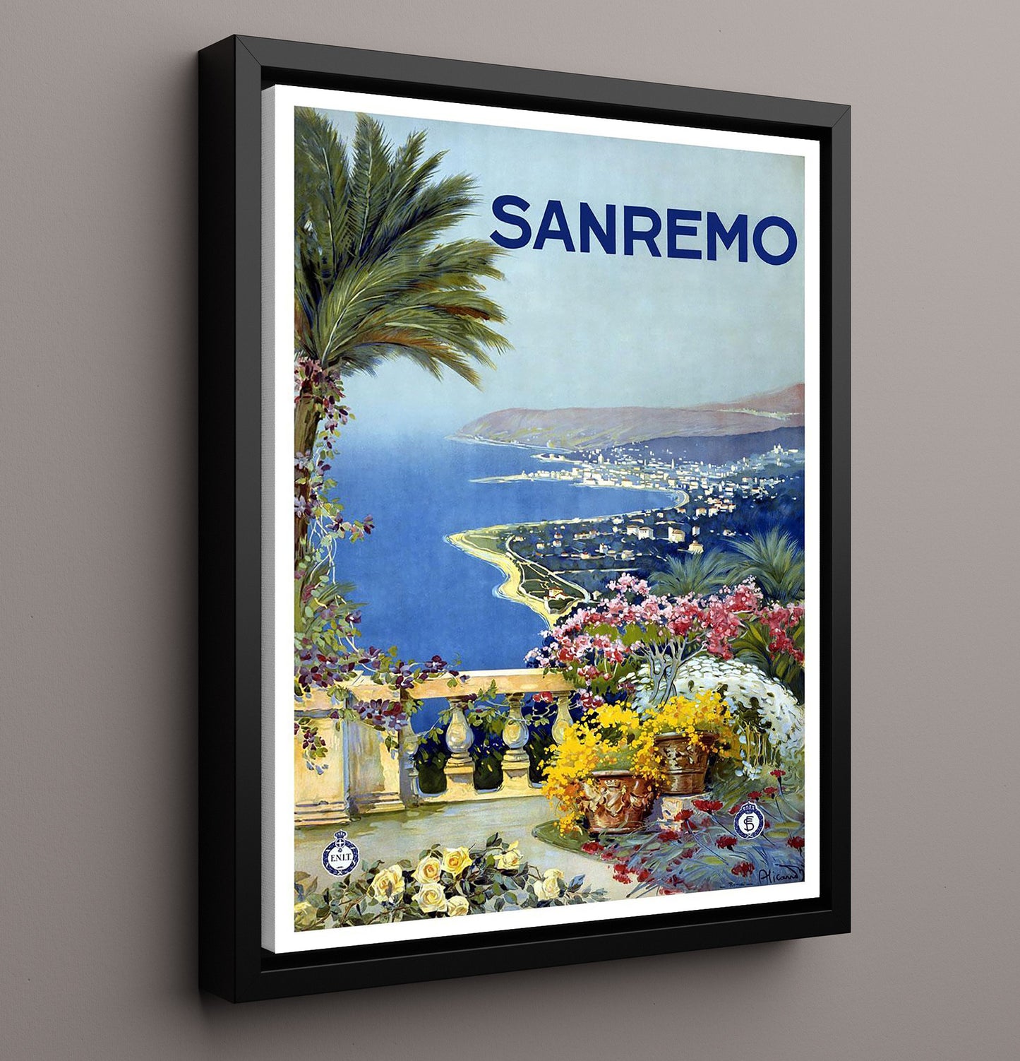 Sanremo Poster Vintage Travel Print 16x20 Framed Canvas travel wall art print