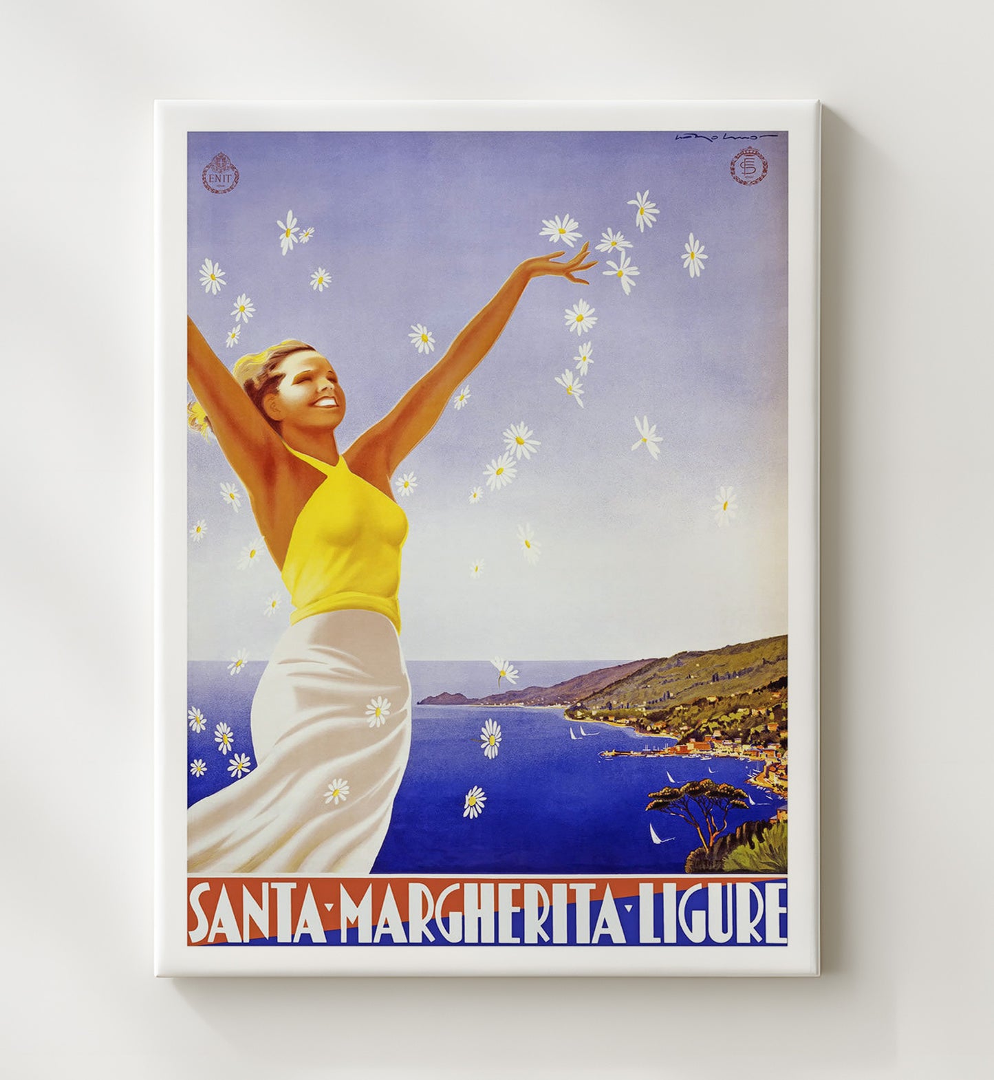 Santa Margherita Ligure Vintage Travel Print 20x24 Canvas travel wall art print