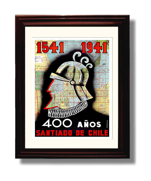 Santiago Chile travel poster wall art 8x10 Canvas