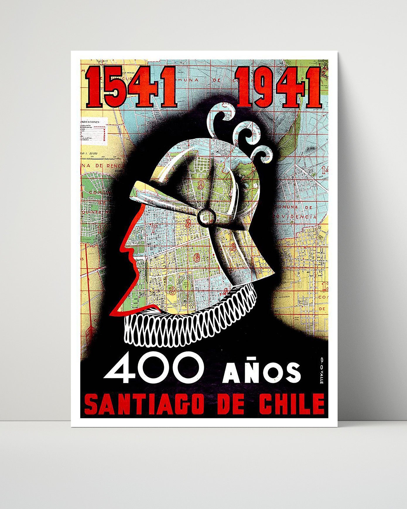 Santiago Chile Vintage Travel Print 16x20 Unframed Print travel wall art print