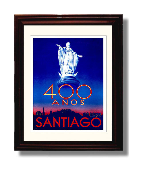 Santiago Poster travel poster wall art 8x10 Canvas