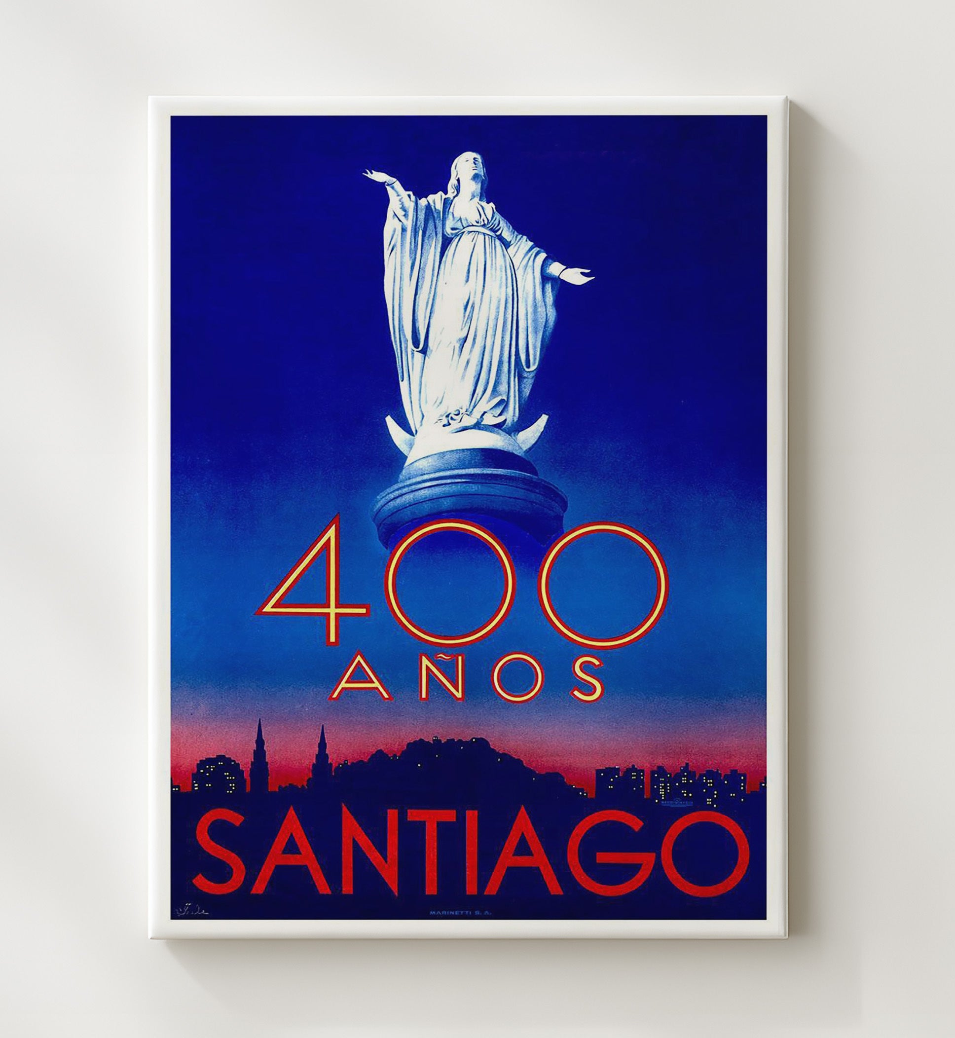 Santiago Poster Vintage Travel Print 20x24 Canvas travel wall art print