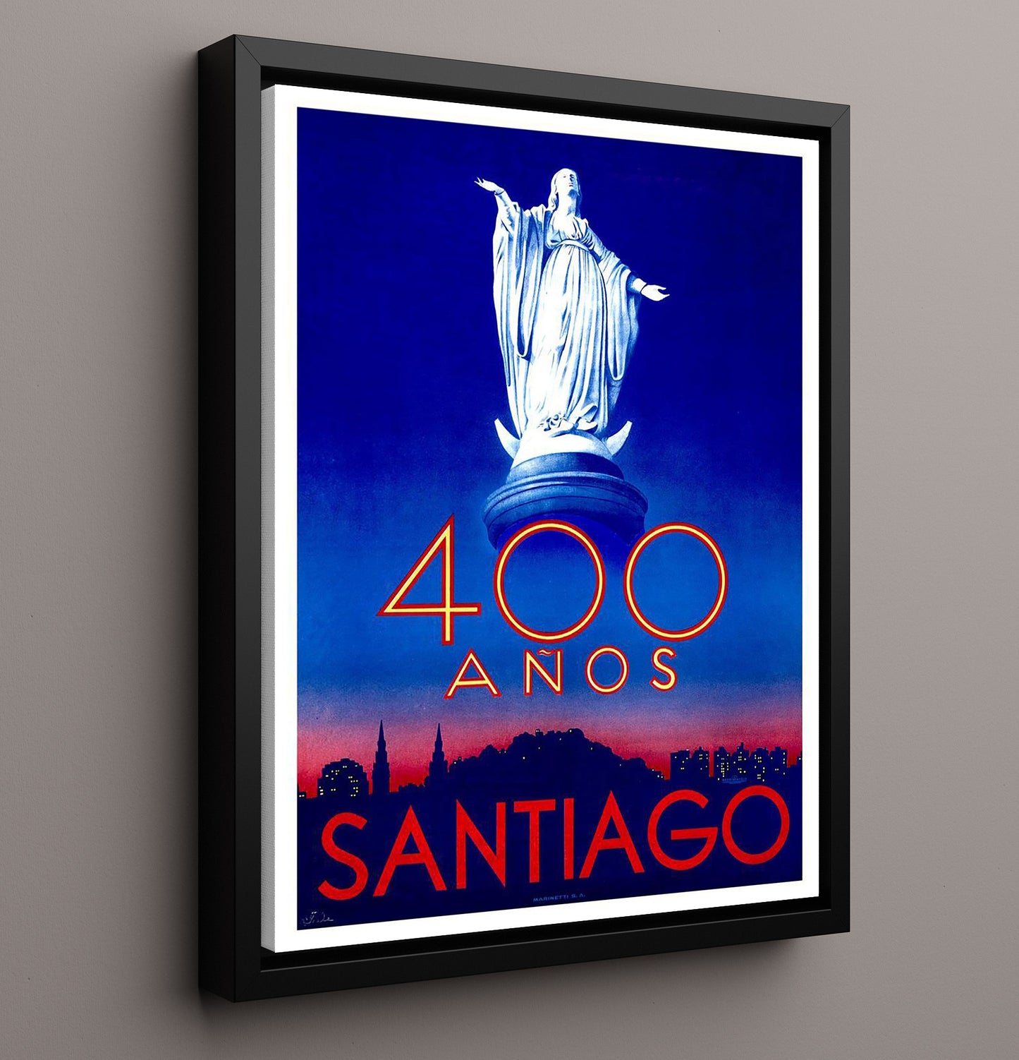 Santiago Poster Vintage Travel Print 16x20 Framed Canvas travel wall art print