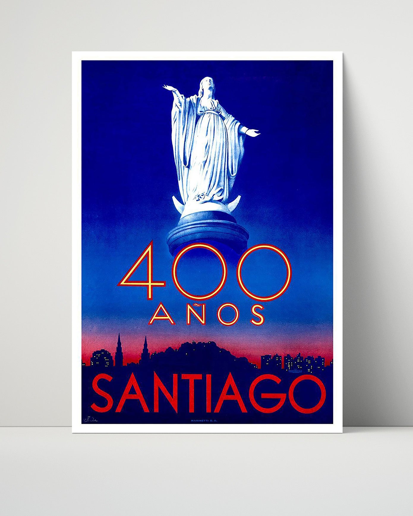 Santiago Poster Vintage Travel Print 16x20 Unframed Print travel wall art print