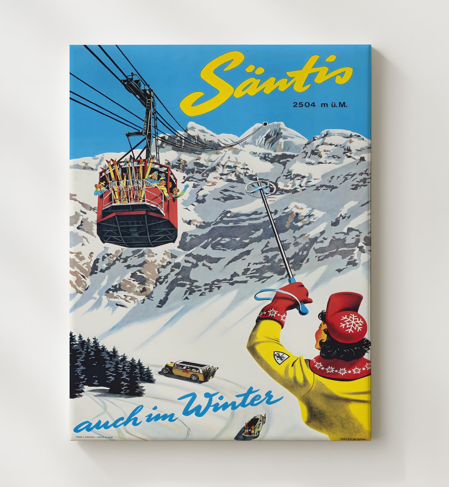 Santis Switzerland Vintage Travel Print 20x24 Canvas travel wall art print