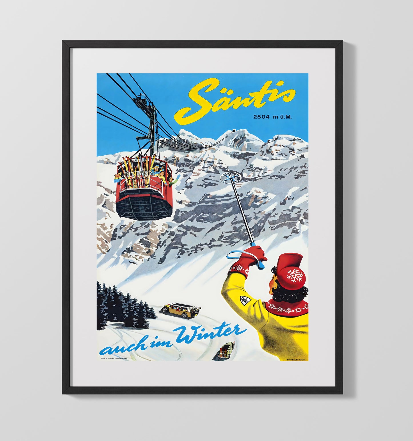 Santis Switzerland Vintage Travel Print 16x20 Gallery Frame travel wall art print