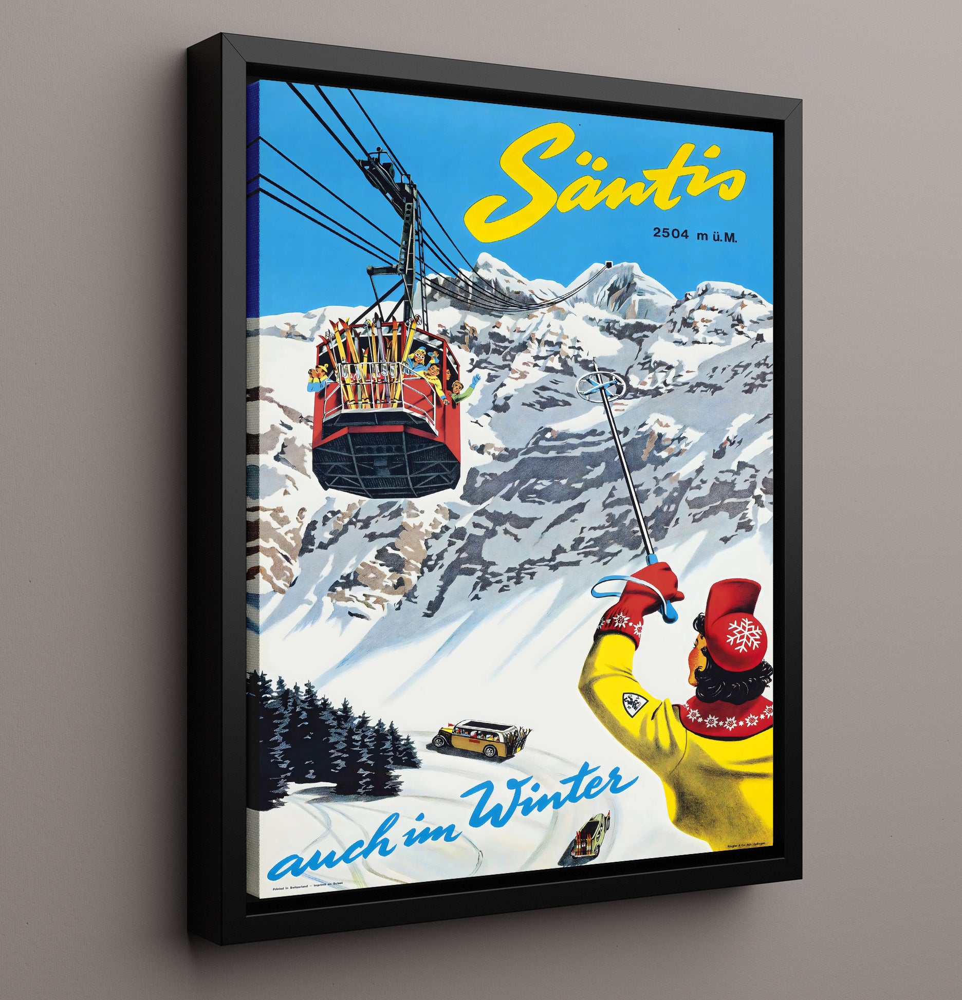 Santis Switzerland Vintage Travel Print 16x20 Framed Canvas travel wall art print