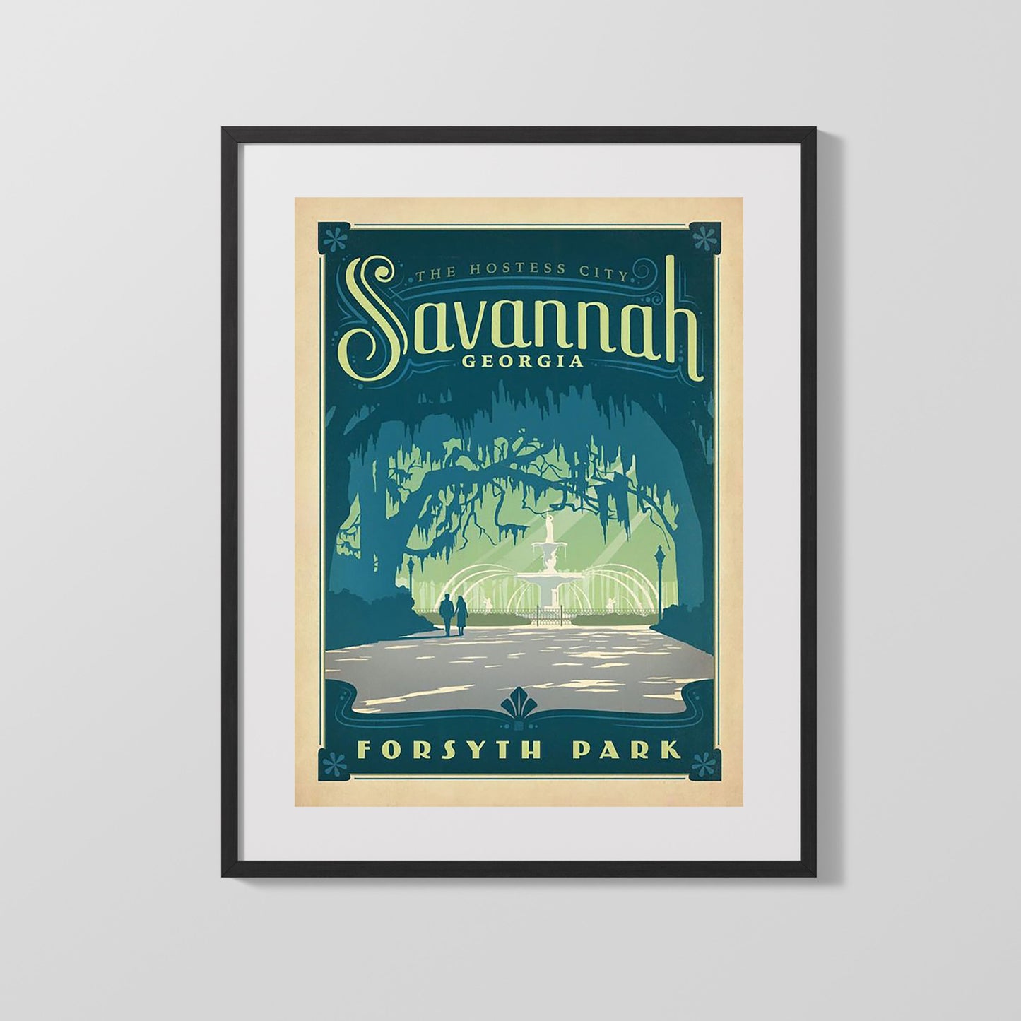 Classic Travel Poster - Savannah - Forsyth Park