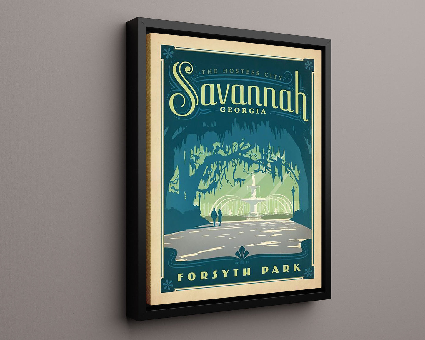 Classic Travel Poster - Savannah - Forsyth Park