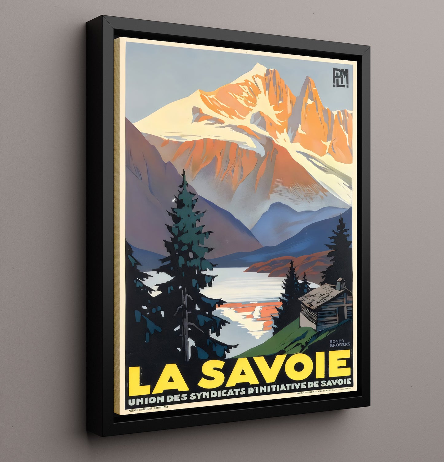 Savoie French Alps Vintage Travel Print 16x20 Framed Canvas travel wall art print