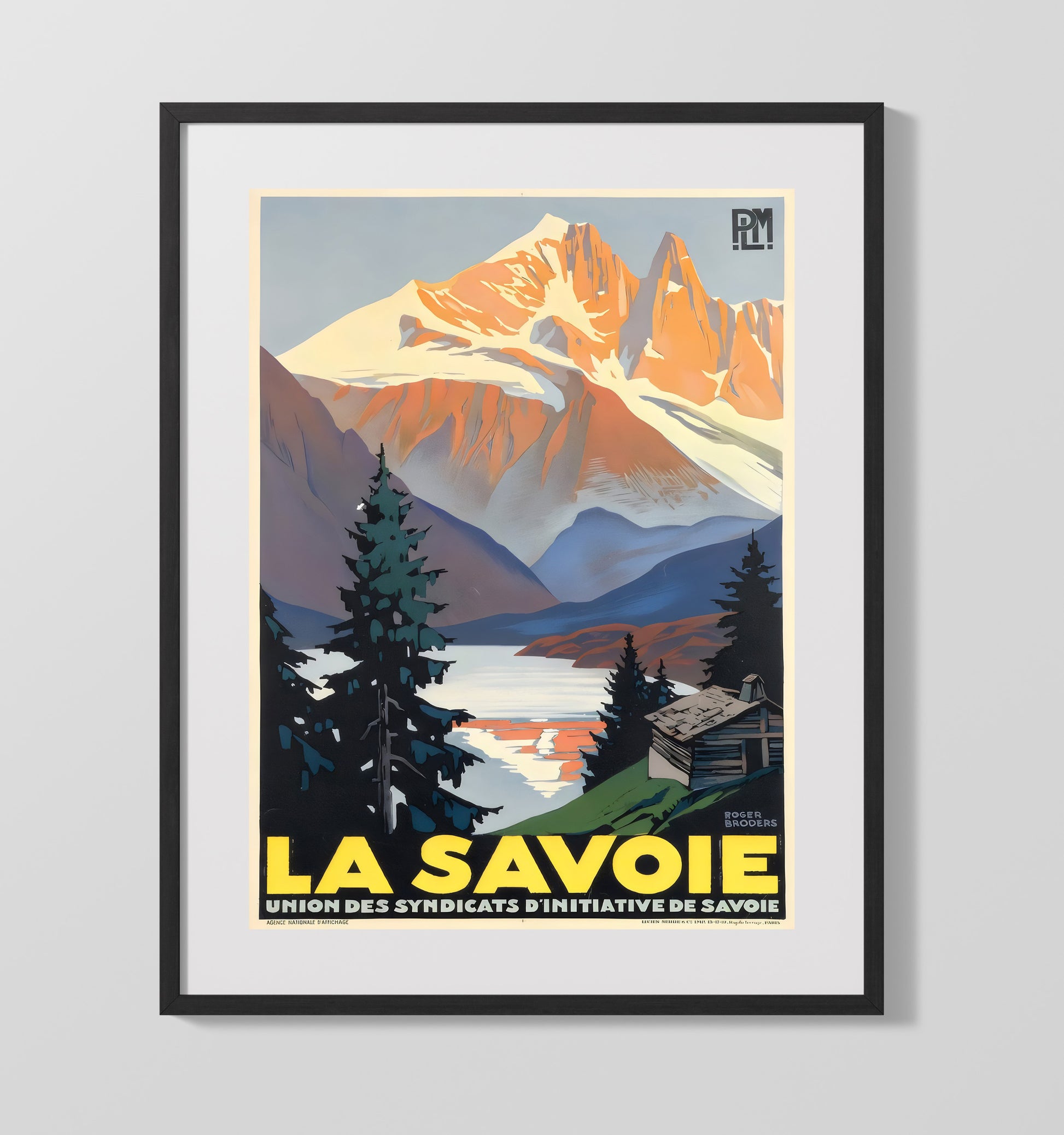 Savoie French Alps Vintage Travel Print 16x20 Gallery Frame travel wall art print