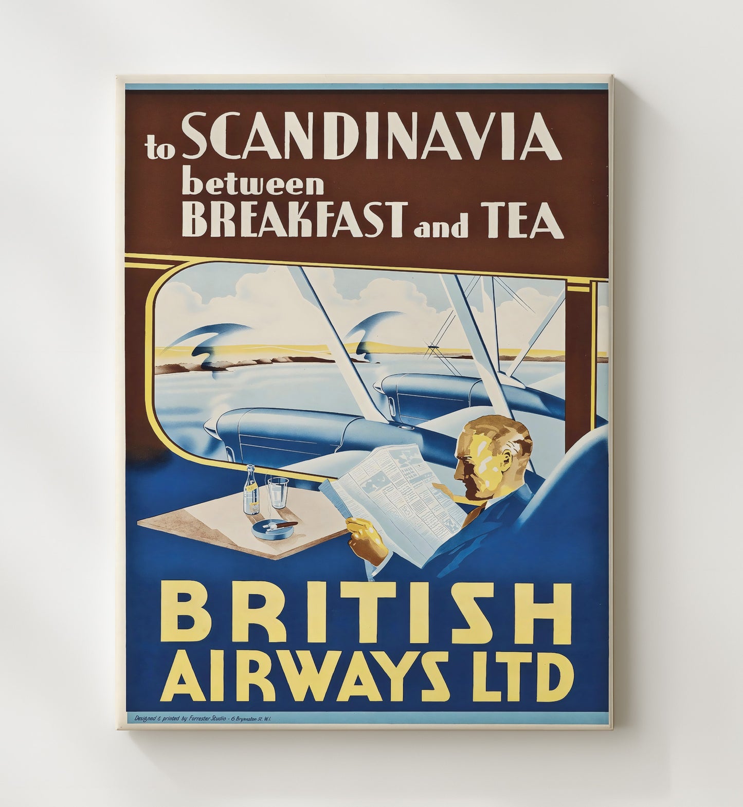 Scandinavia British Airways Vintage Travel Print 20x24 Canvas travel wall art print