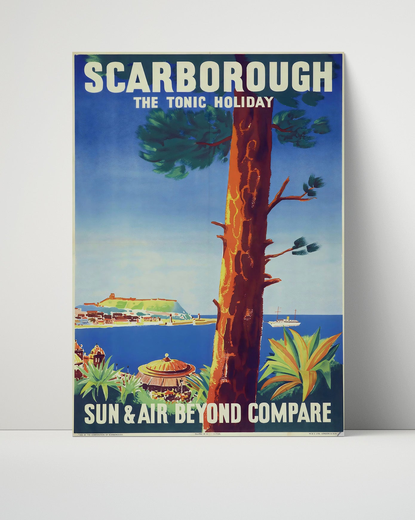 Scarborough Sun and Air Holiday Vintage Travel Print 16x20 Unframed Print travel wall art print
