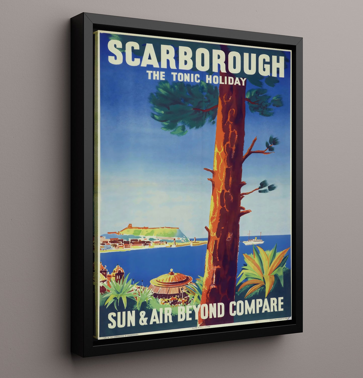 Scarborough Sun and Air Holiday Vintage Travel Print 16x20 Framed Canvas travel wall art print