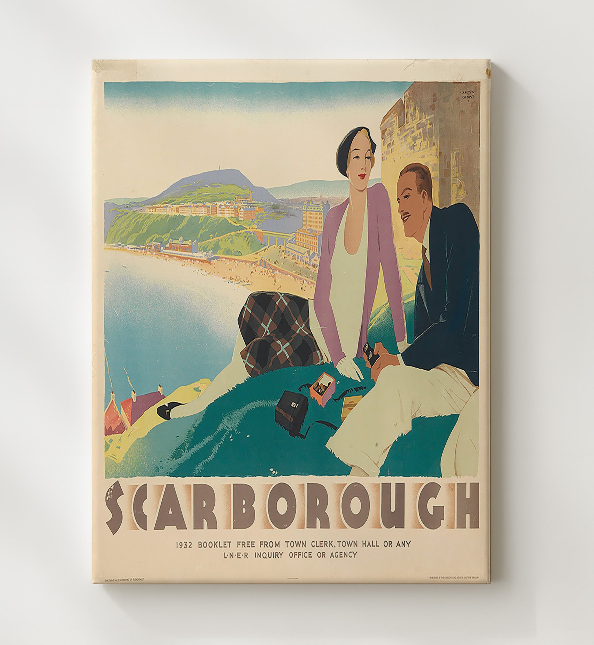 Scarborough UK Vintage Travel Print 20x24 Canvas travel wall art print