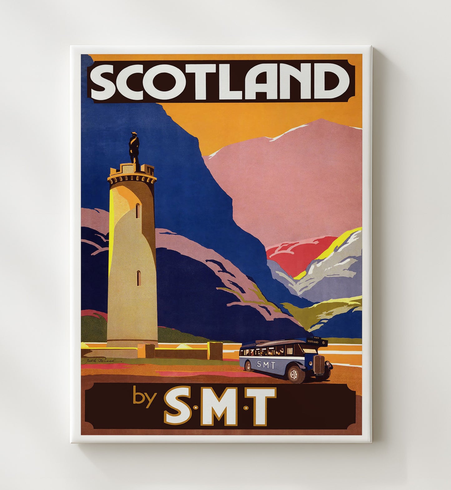Scotland By Smt Vintage Travel Print 20x24 Canvas travel wall art print