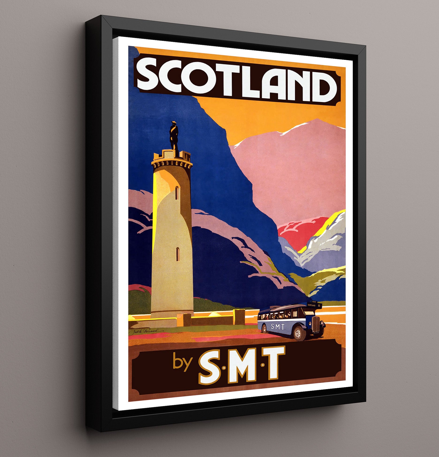 Scotland By Smt Vintage Travel Print 16x20 Framed Canvas travel wall art print