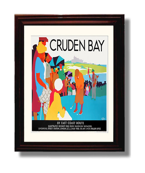 Scotland Cruden Bay Golf Vintage Travel Print 8x10 Beveled Frame travel wall art print