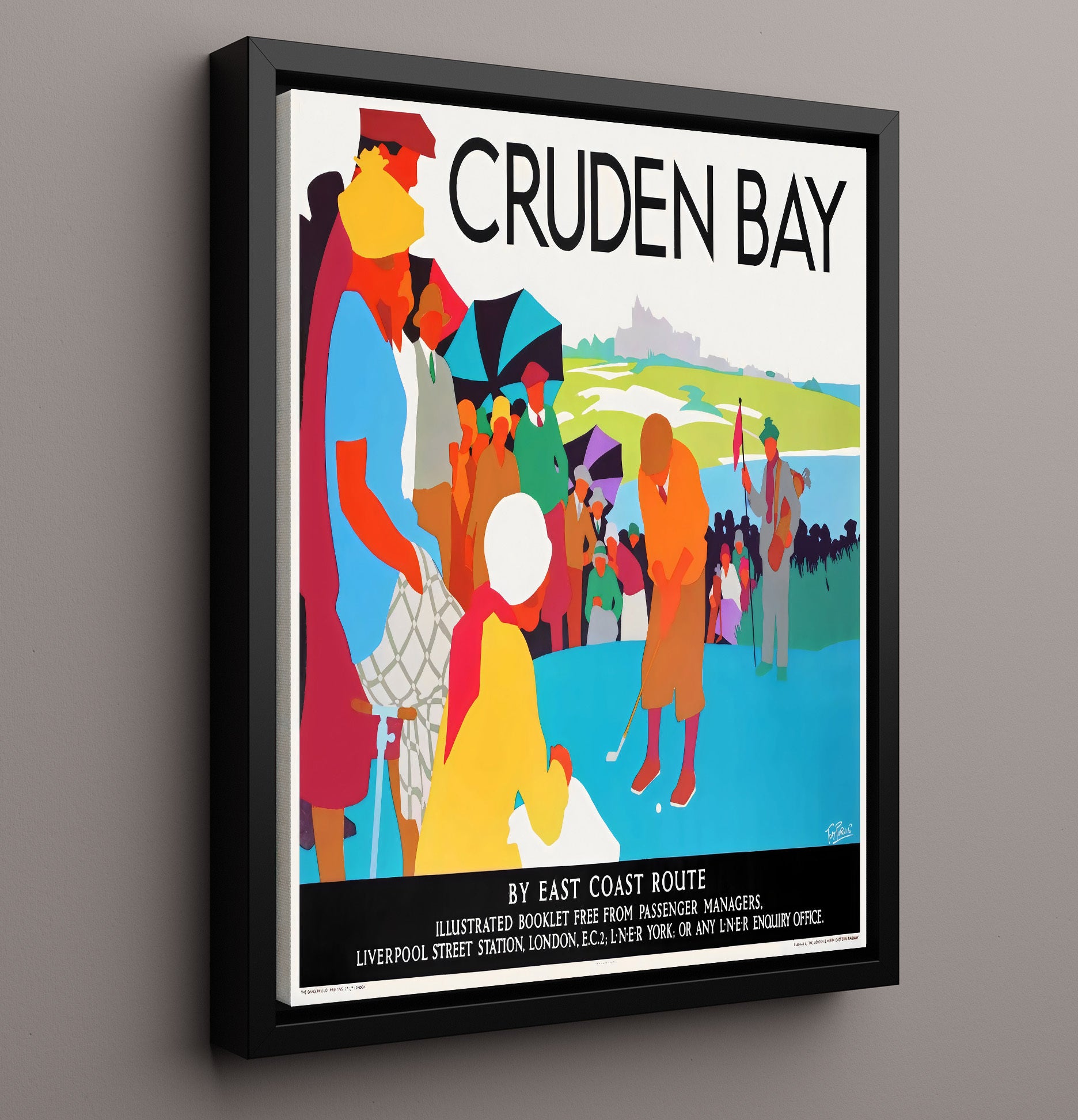 Scotland Cruden Bay Golf Vintage Travel Print 16x20 Framed Canvas travel wall art print