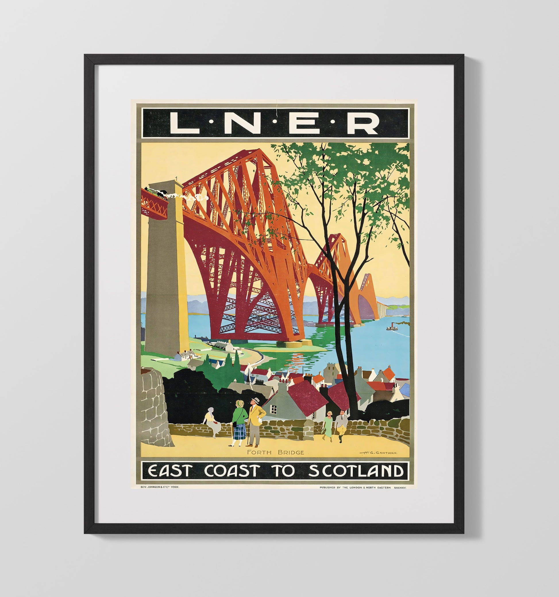 Scotland East Coast LNER Vintage Travel Print 16x20 Gallery Frame travel wall art print