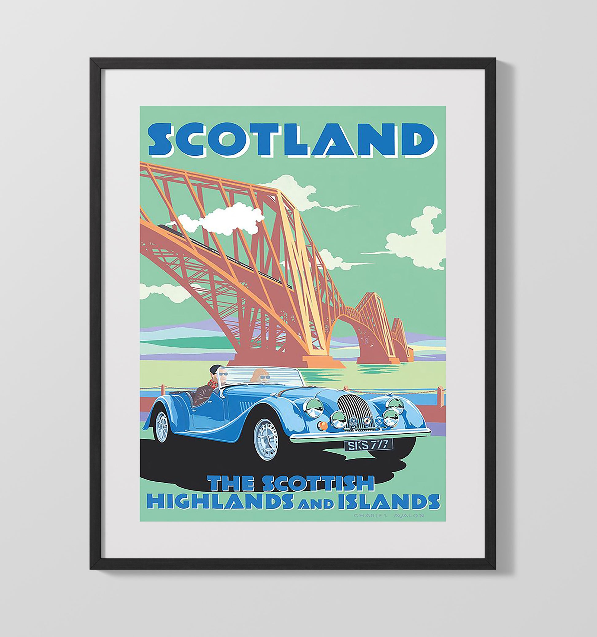 Scotland Highlands Vintage Travel Print 16x20 Gallery Frame travel wall art print