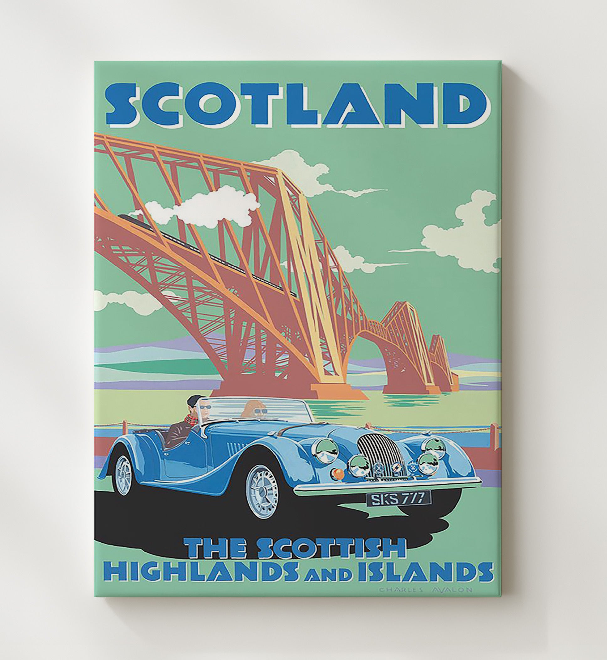Scotland Highlands Vintage Travel Print 20x24 Canvas travel wall art print