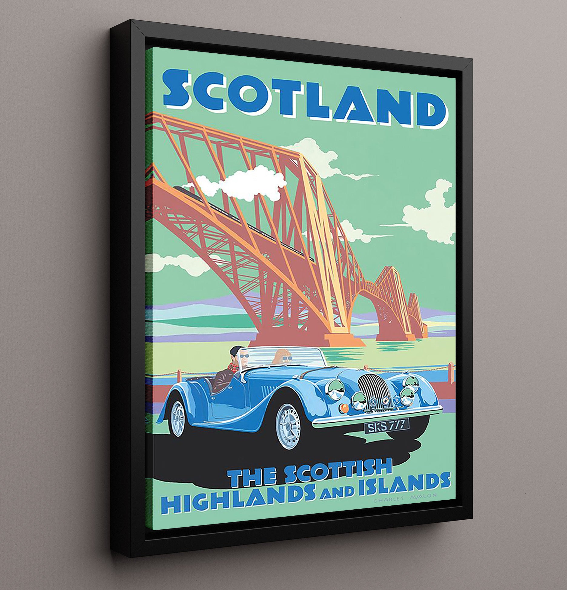 Scotland Highlands Vintage Travel Print 16x20 Framed Canvas travel wall art print