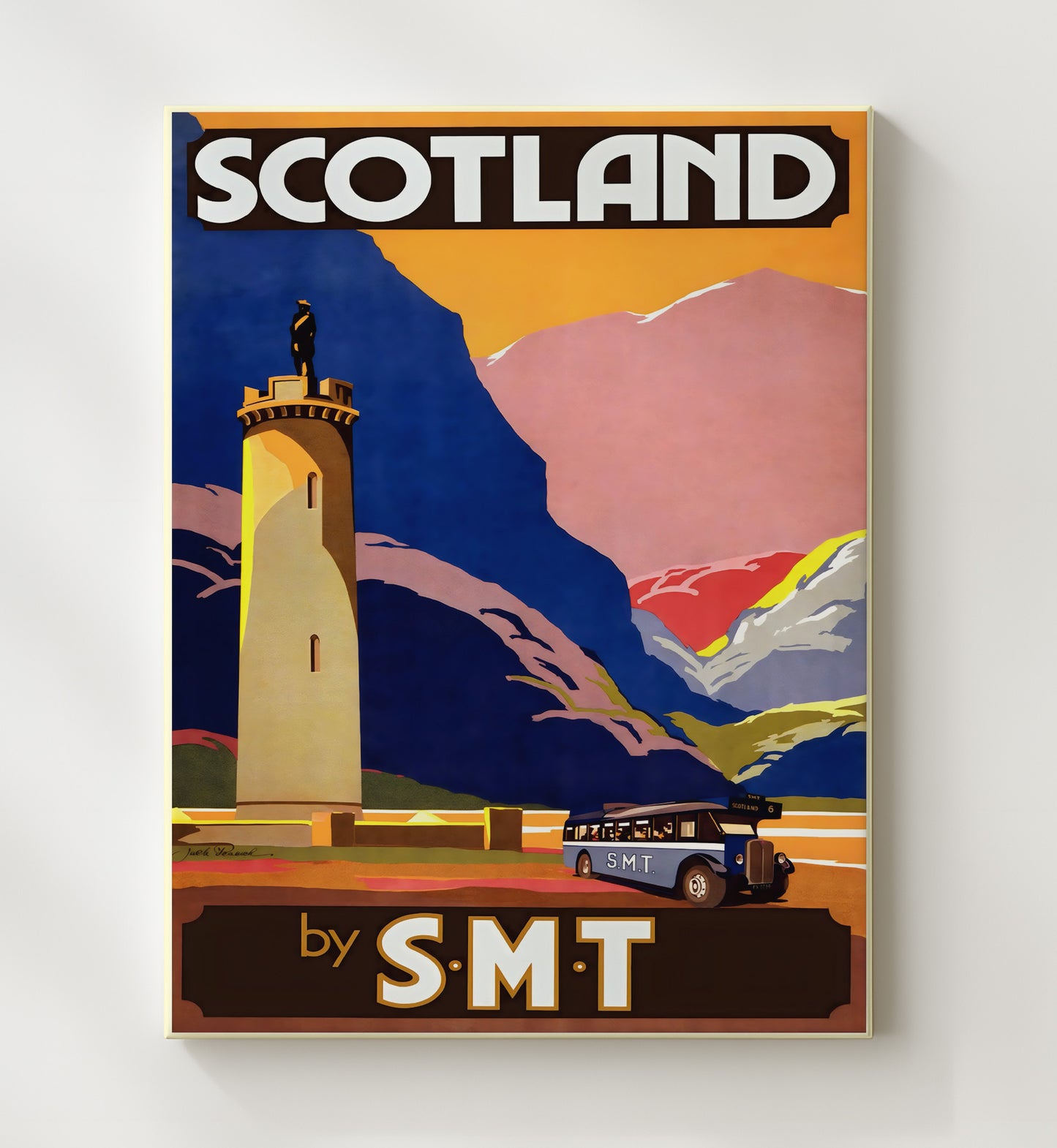 Scotland SMT Bus Travel Vintage Travel Print 20x24 Canvas travel wall art print