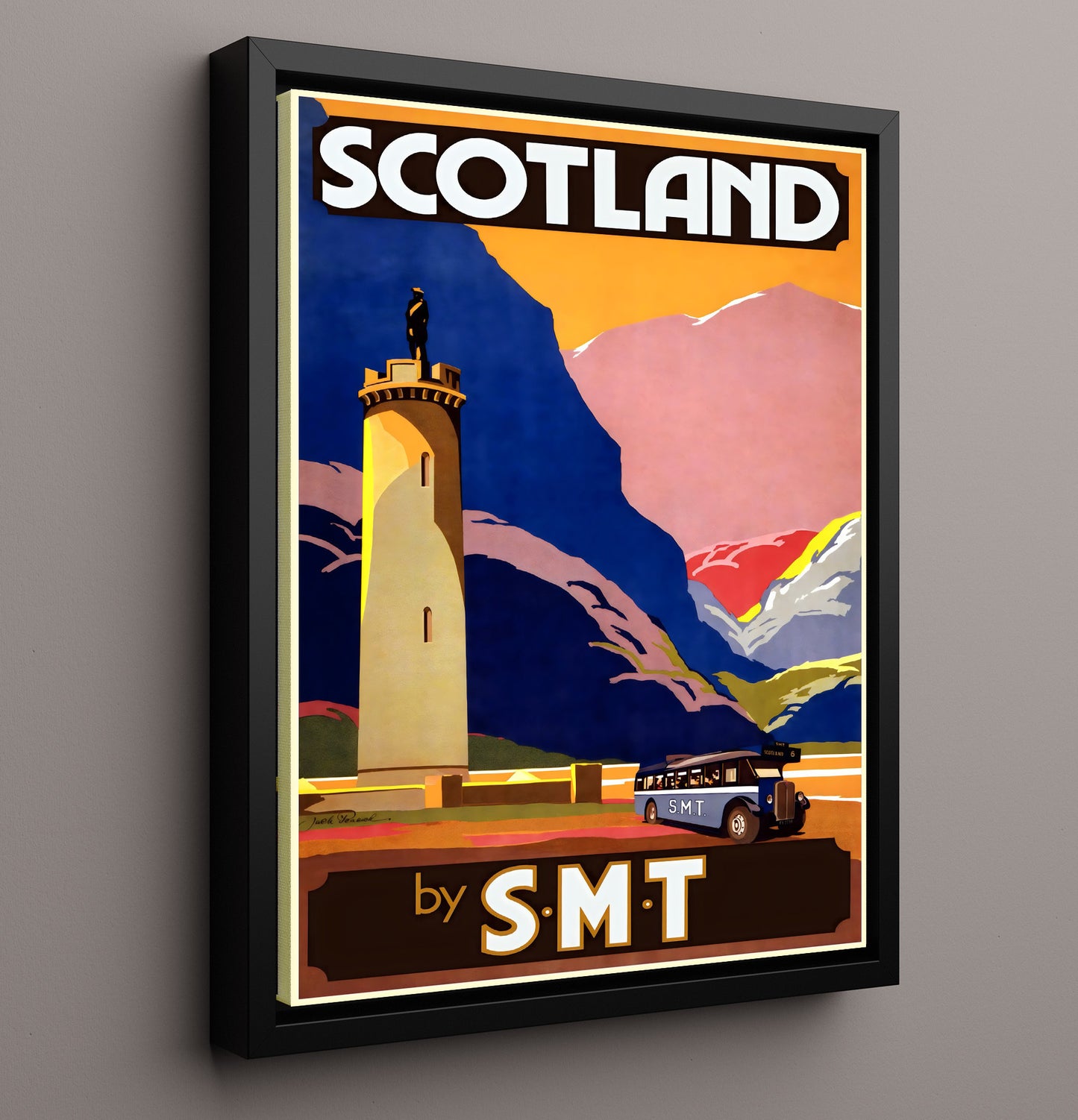 Scotland SMT Bus Travel Vintage Travel Print 16x20 Framed Canvas travel wall art print