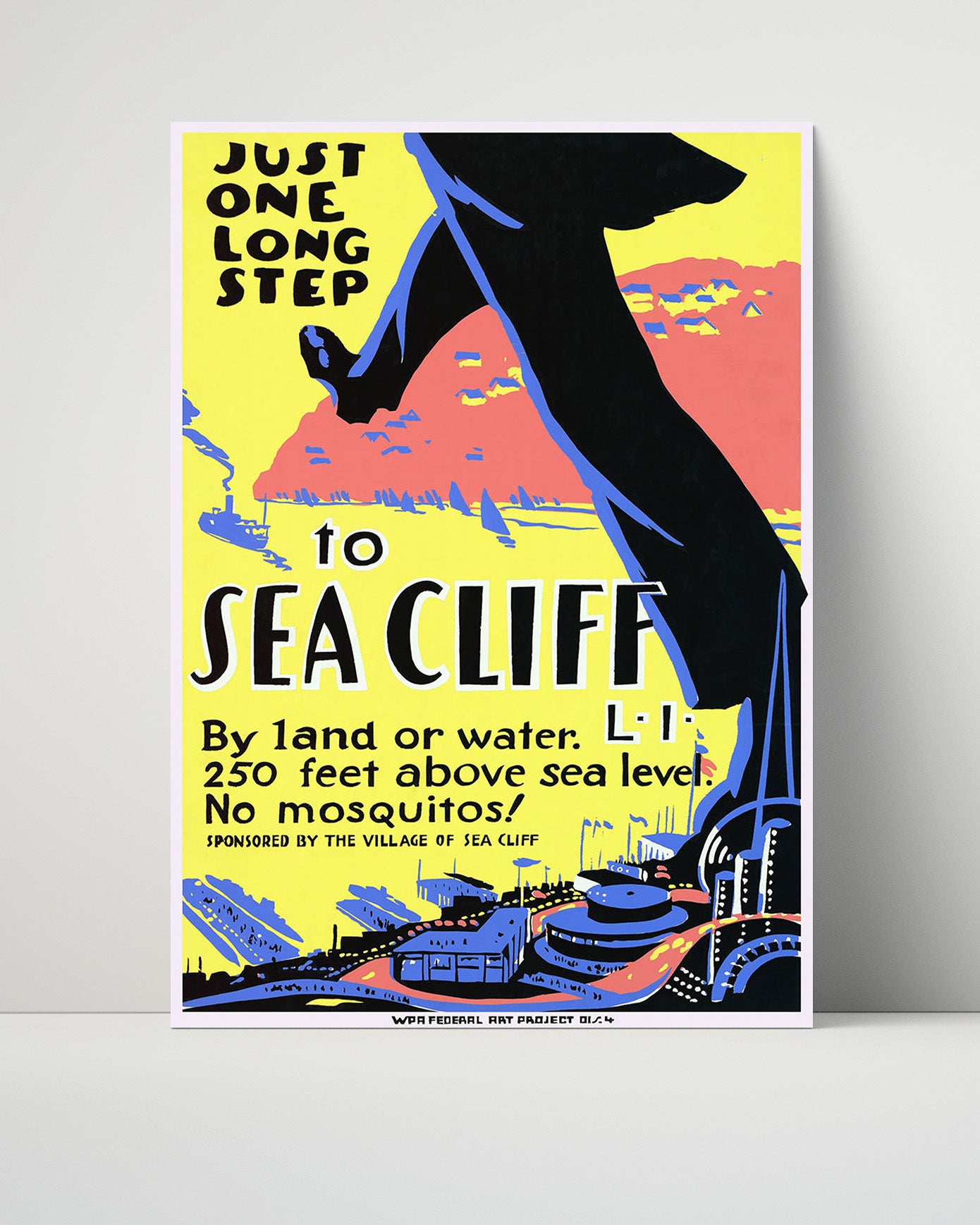 Sea Cliff Vintage Travel Print 16x20 Unframed Print travel wall art print