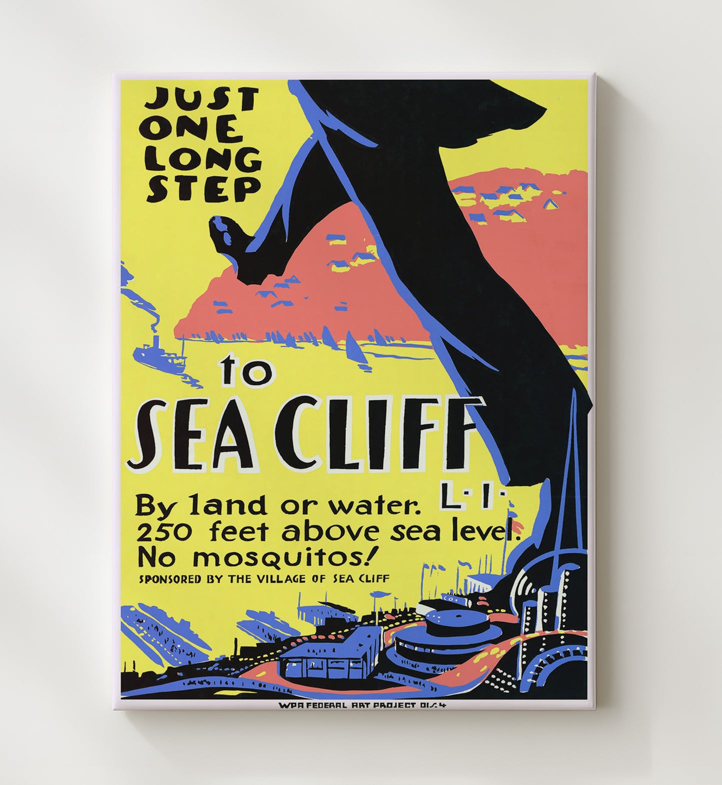 Sea Cliff Vintage Travel Print 20x24 Canvas travel wall art print
