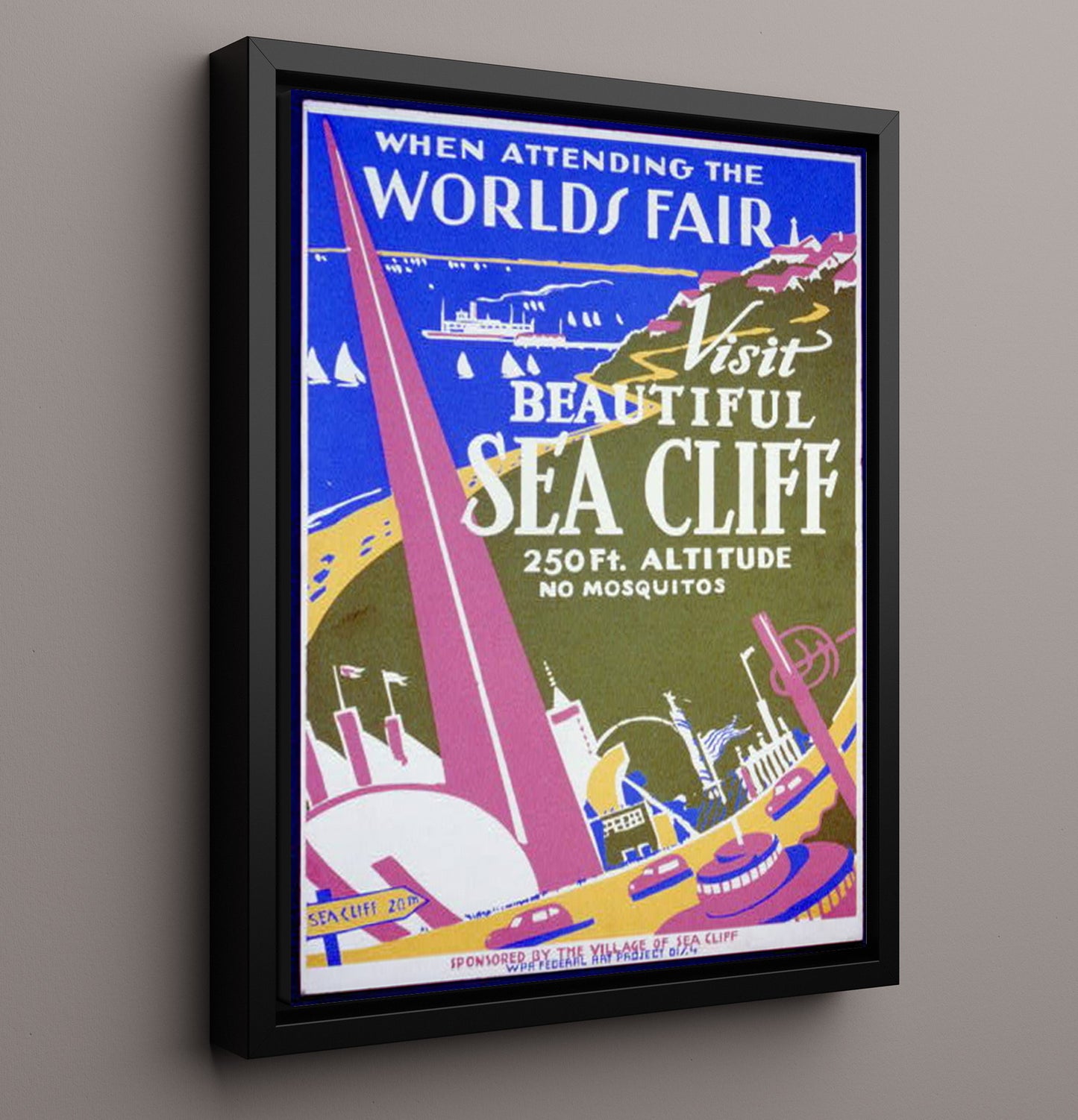 Sea Cliff Worlds Fair Vintage Travel Print 16x20 Framed Canvas travel wall art print