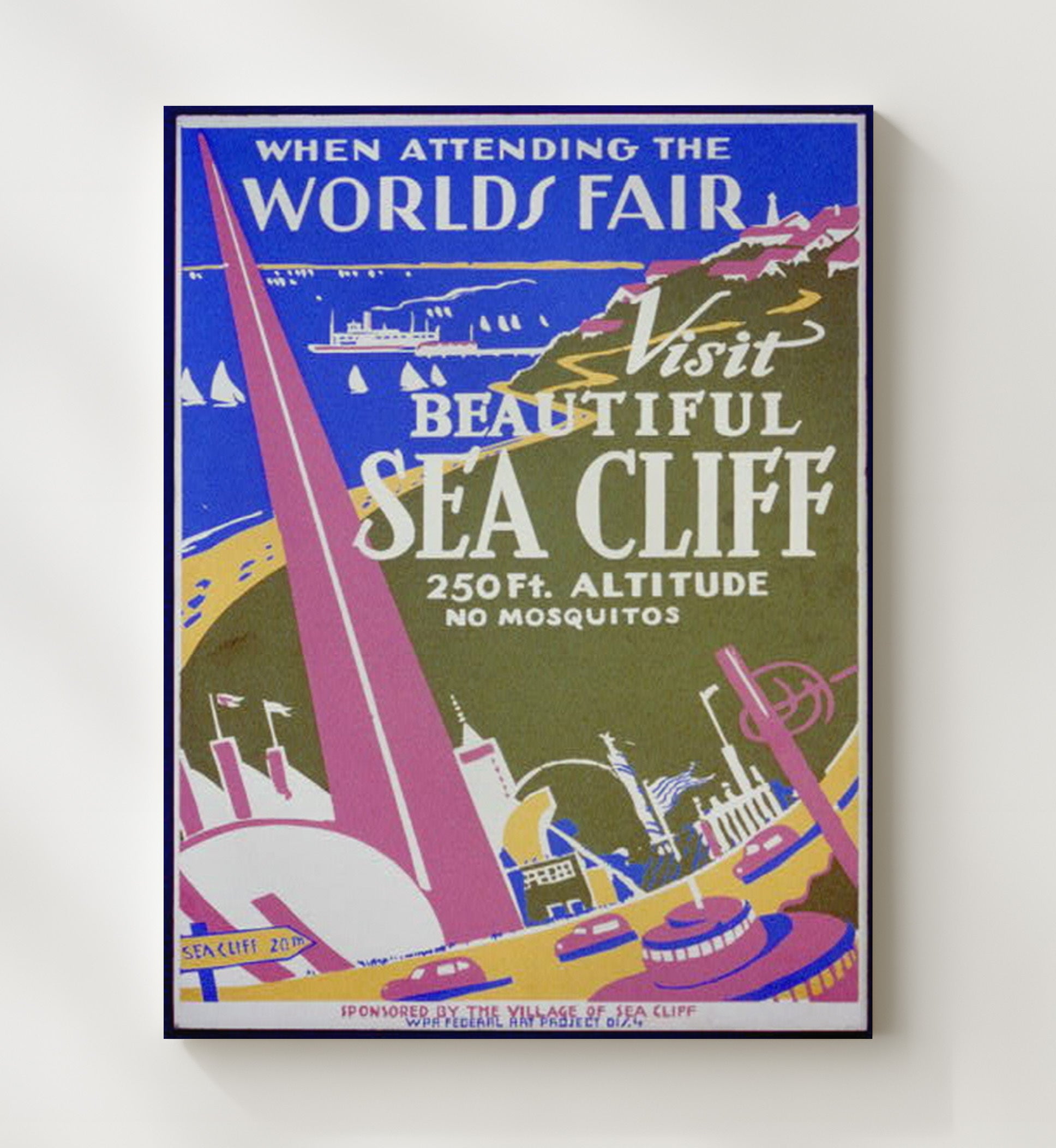 Sea Cliff Worlds Fair Vintage Travel Print 20x24 Canvas travel wall art print