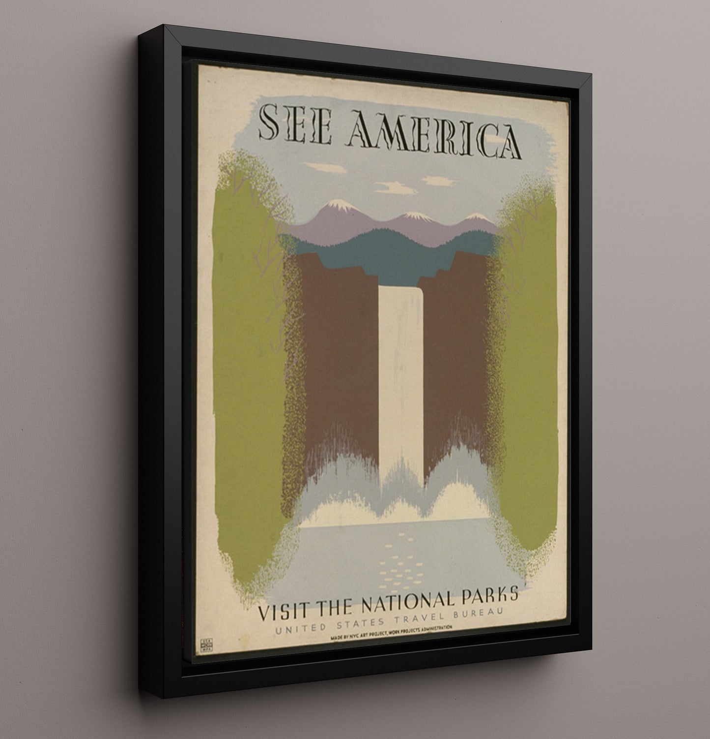 See America Visit the National Parks Vintage Travel Print 16x20 Framed Canvas travel wall art print