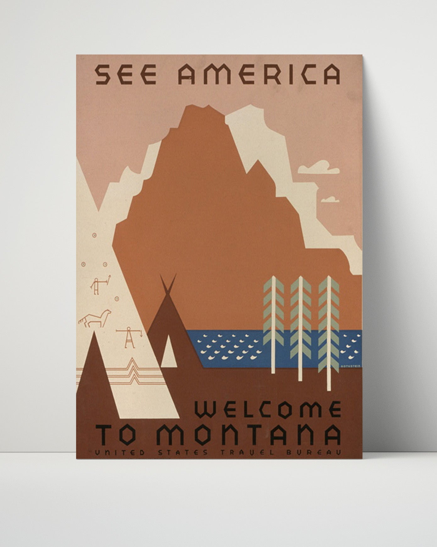 See America Welcome to Montana Vintage Travel Print 16x20 Unframed Print travel wall art print
