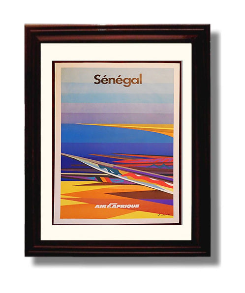 Senegal AirAfrique Vintage Travel Print 8x10 Beveled Frame travel wall art print