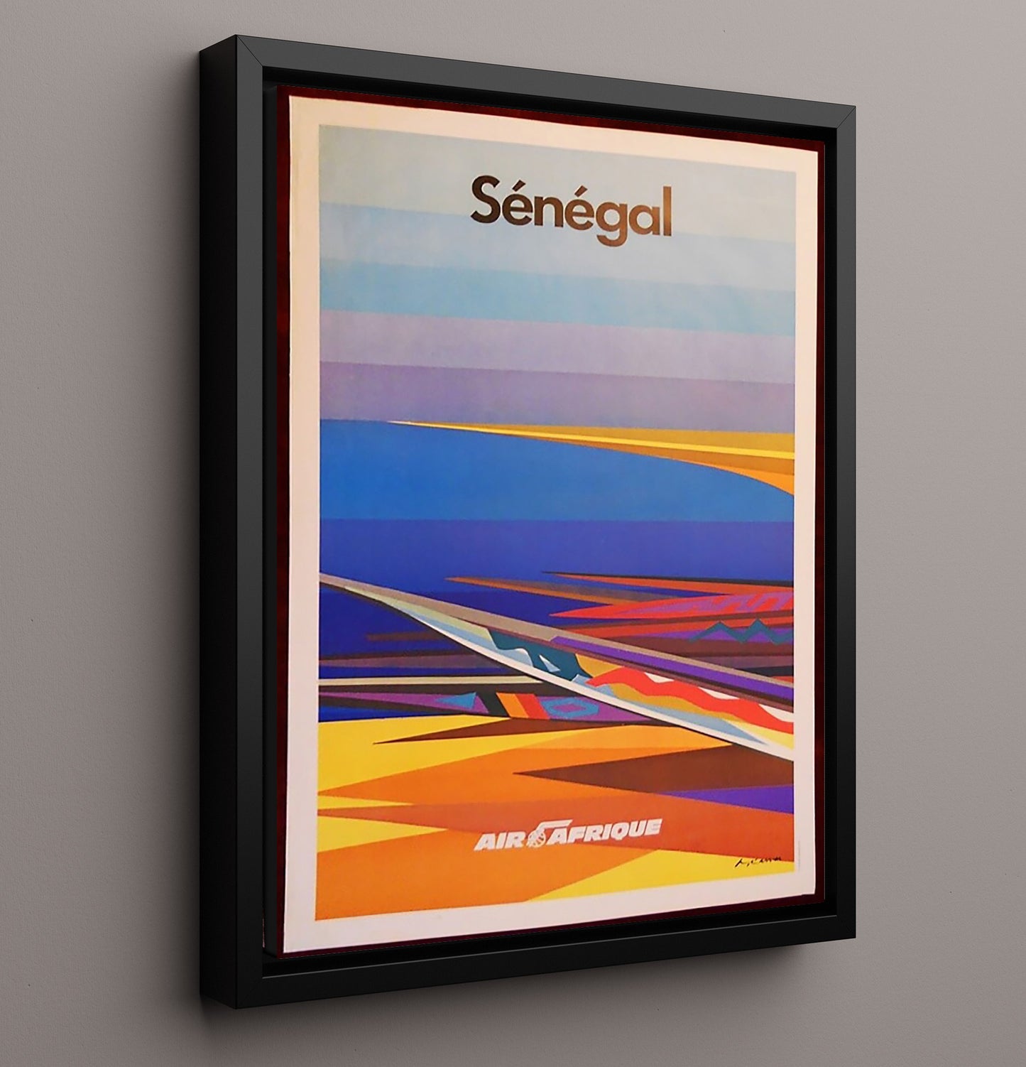 Senegal AirAfrique Vintage Travel Print 16x20 Framed Canvas travel wall art print
