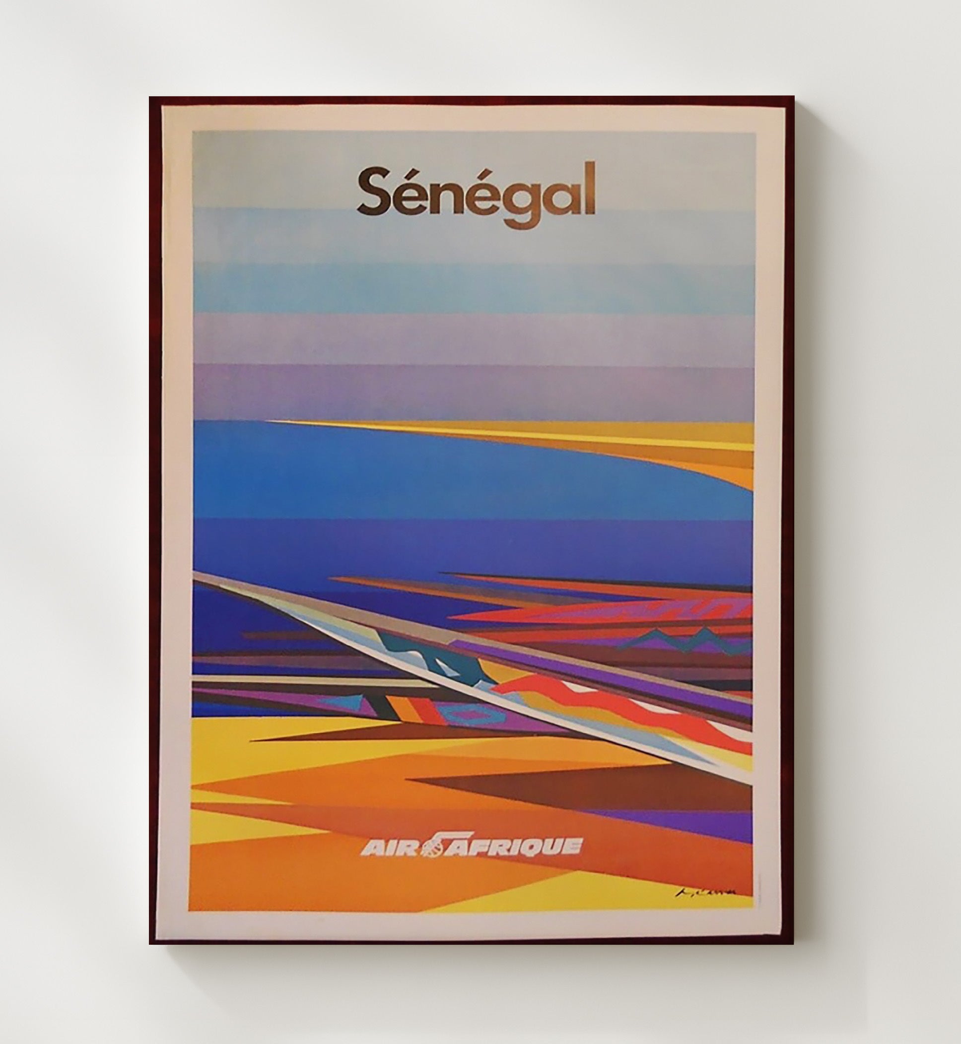 Senegal AirAfrique Vintage Travel Print 20x24 Canvas travel wall art print