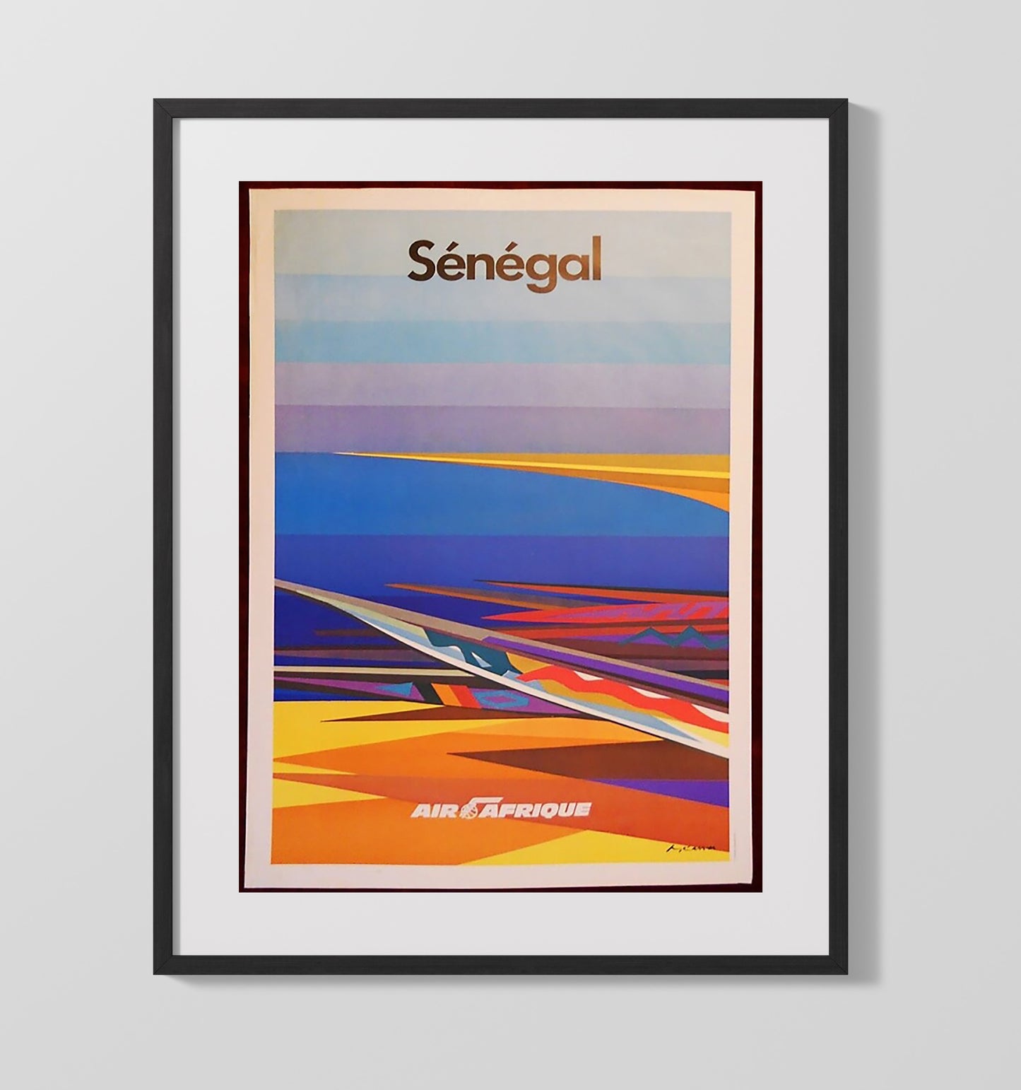 Senegal AirAfrique Vintage Travel Print 16x20 Gallery Frame travel wall art print