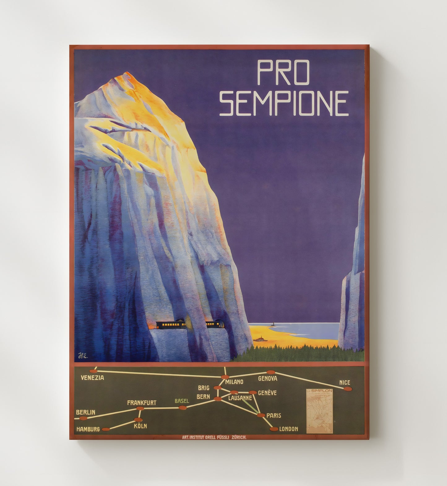 Simplon Pro Sempione Vintage Travel Print 20x24 Canvas travel wall art print