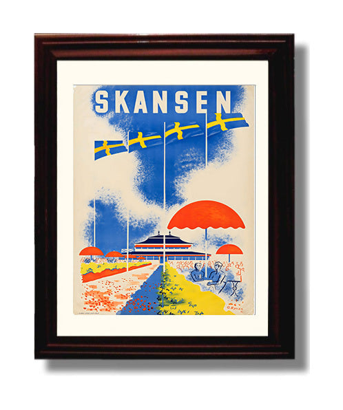 Skansen Sweden travel poster wall art 8x10 Canvas