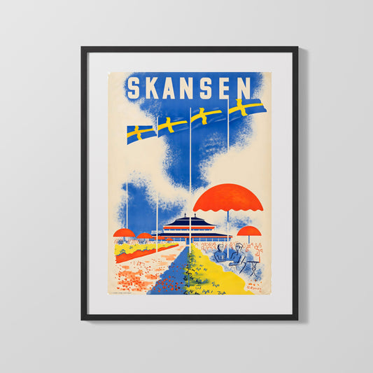 Classic Travel Poster - Skansen - Sweden