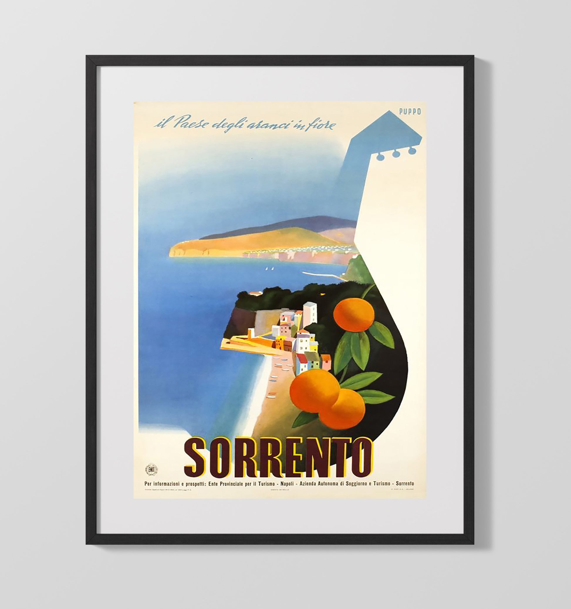 Sorrento Italy Vintage Travel Print 16x20 Gallery Frame travel wall art print