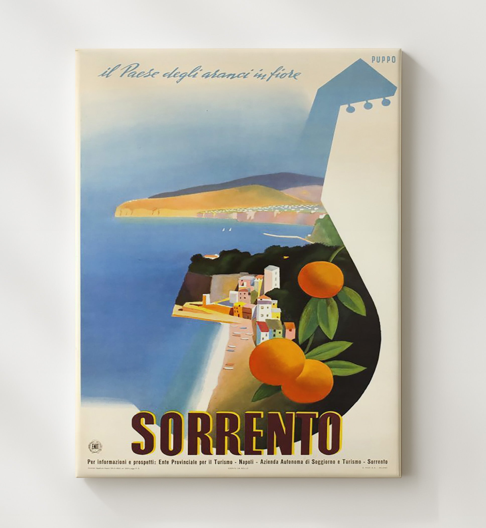 Sorrento Italy Vintage Travel Print 20x24 Canvas travel wall art print